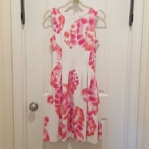 Calvin Klein Sleeveless White and Tie Die Dress